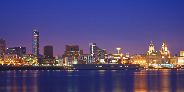 Liverpool At Night Looking at the ciy from the river mersey